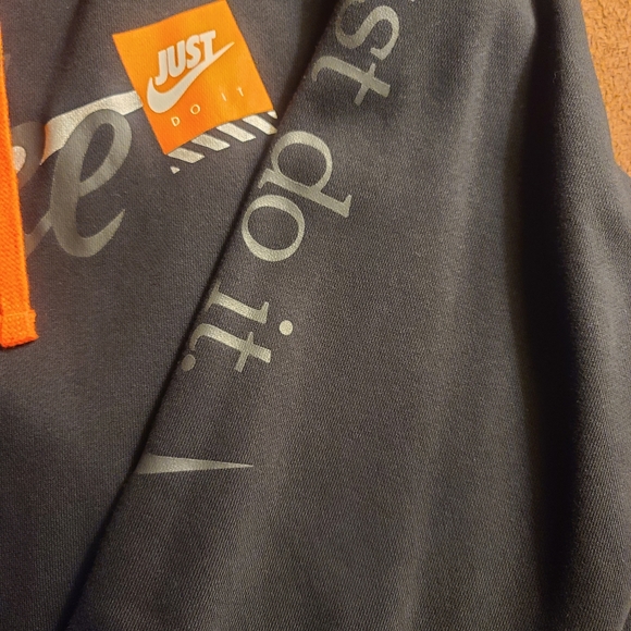 Nike Men's Club Sportswear Fleece Pullover Hoodie | Large | Black/Orange/White - Picture 5 of 13